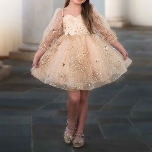 Trish Scully Butterfly Gold Dress Shoes Size 3